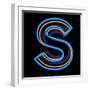 Glowing Letter S Isolated On Black Background-Andriy Zholudyev-Framed Art Print