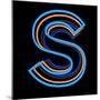 Glowing Letter S Isolated On Black Background-Andriy Zholudyev-Mounted Art Print