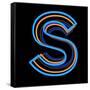 Glowing Letter S Isolated On Black Background-Andriy Zholudyev-Framed Stretched Canvas