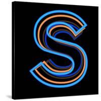 Glowing Letter S Isolated On Black Background-Andriy Zholudyev-Stretched Canvas