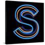 Glowing Letter S Isolated On Black Background-Andriy Zholudyev-Stretched Canvas