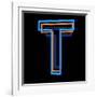 Glowing Letter T Isolated On Black Background-Andriy Zholudyev-Framed Art Print