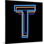 Glowing Letter T Isolated On Black Background-Andriy Zholudyev-Mounted Art Print