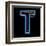 Glowing Letter T Isolated On Black Background-Andriy Zholudyev-Framed Art Print