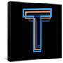 Glowing Letter T Isolated On Black Background-Andriy Zholudyev-Framed Stretched Canvas