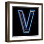 Glowing Letter V Isolated On Black Background-Andriy Zholudyev-Framed Art Print