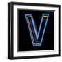 Glowing Letter V Isolated On Black Background-Andriy Zholudyev-Framed Art Print