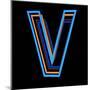 Glowing Letter V Isolated On Black Background-Andriy Zholudyev-Mounted Art Print