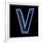 Glowing Letter V Isolated On Black Background-Andriy Zholudyev-Framed Art Print