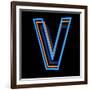 Glowing Letter V Isolated On Black Background-Andriy Zholudyev-Framed Art Print