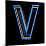 Glowing Letter V Isolated On Black Background-Andriy Zholudyev-Mounted Art Print