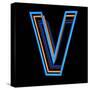 Glowing Letter V Isolated On Black Background-Andriy Zholudyev-Stretched Canvas