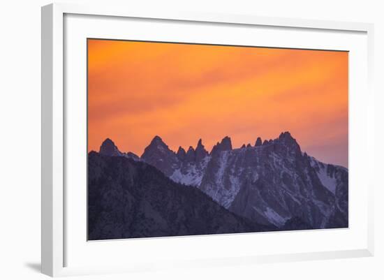 Glowing Orange Clouds at Sunset over the Sierra Crest-Michael Qualls-Framed Photographic Print