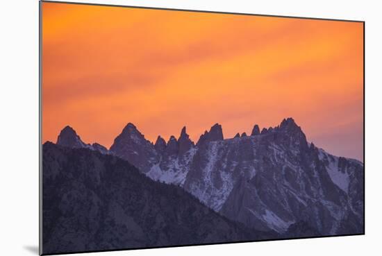 Glowing Orange Clouds at Sunset over the Sierra Crest-Michael Qualls-Mounted Photographic Print