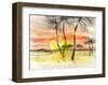 Glowing Sunset Over the Horizon in Hawaii-Kenji Fujimura-Framed Art Print