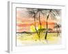 Glowing Sunset Over the Horizon in Hawaii-Kenji Fujimura-Framed Art Print