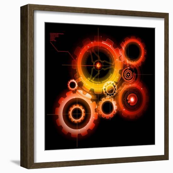 Glowing Techno Gears-Viktorus-Framed Art Print