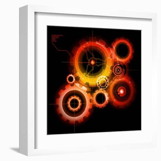 Glowing Techno Gears-Viktorus-Framed Art Print