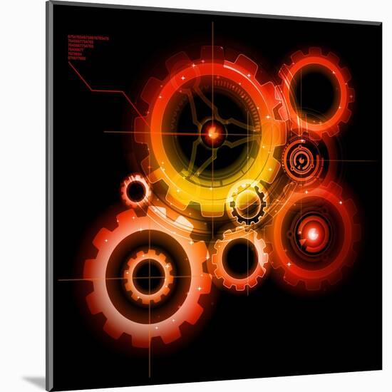 Glowing Techno Gears-Viktorus-Mounted Art Print