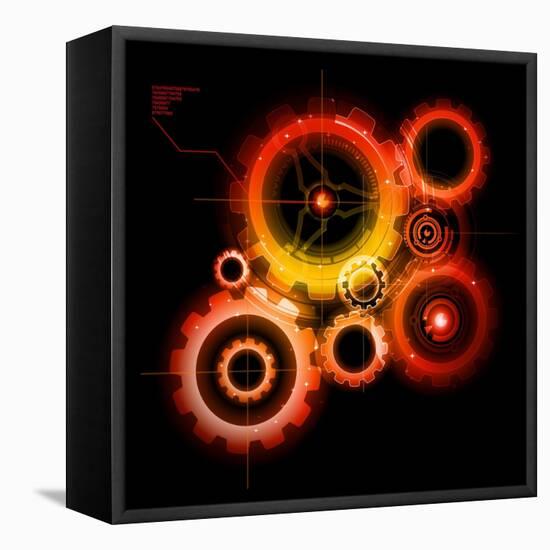 Glowing Techno Gears-Viktorus-Framed Stretched Canvas