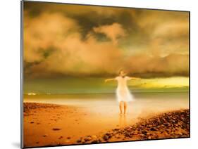 Glowing Woman Standing on the Beach-Jan Lakey-Mounted Photographic Print