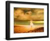 Glowing Woman Standing on the Beach-Jan Lakey-Framed Premium Photographic Print