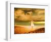 Glowing Woman Standing on the Beach-Jan Lakey-Framed Premium Photographic Print