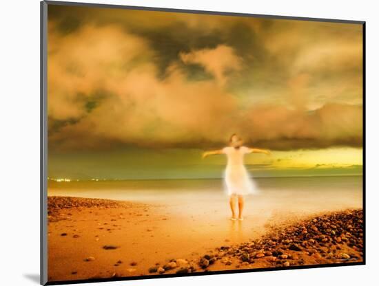 Glowing Woman Standing on the Beach-Jan Lakey-Mounted Photographic Print