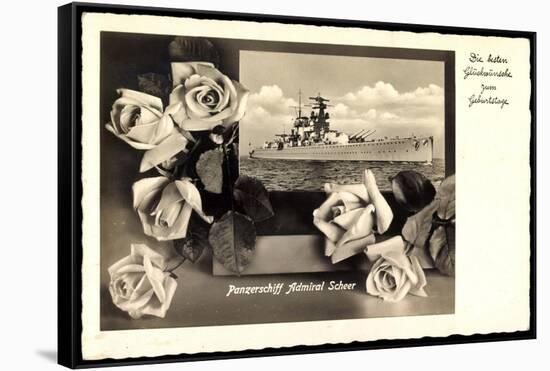 Glückwunsch Geburtstag, Panzerschiff Admiral Scheer-null-Framed Stretched Canvas