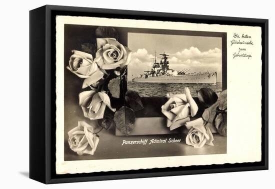 Glückwunsch Geburtstag, Panzerschiff Admiral Scheer-null-Framed Stretched Canvas