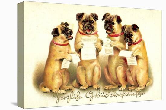 Glückwunsch Geburtstag, Vier Singende Hunde-null-Stretched Canvas