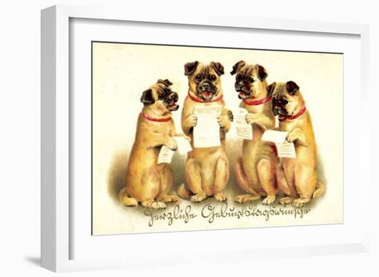 Glückwunsch Geburtstag, Vier Singende Hunde-null-Framed Giclee Print