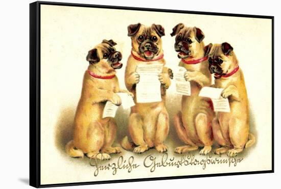 Glückwunsch Geburtstag, Vier Singende Hunde-null-Framed Stretched Canvas