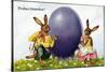 Glückwunsch Ostern, Hasenpärchen Mit Osterei-null-Stretched Canvas