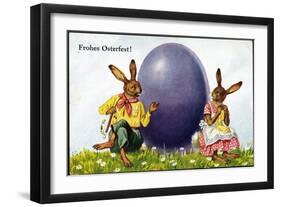 Glückwunsch Ostern, Hasenpärchen Mit Osterei-null-Framed Premium Giclee Print