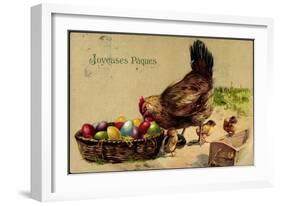 Glückwunsch Ostern, Henne Mit Küken, Ostereier-null-Framed Giclee Print