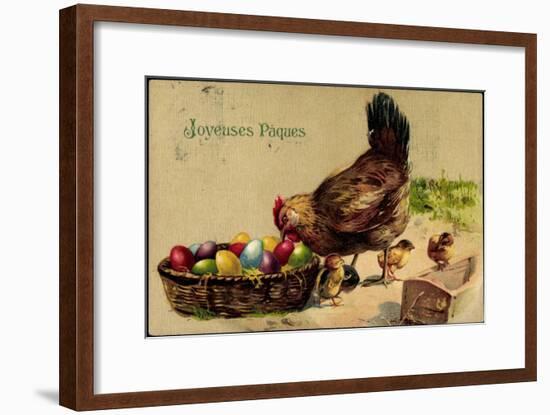 Glückwunsch Ostern, Henne Mit Küken, Ostereier-null-Framed Giclee Print