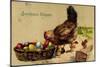 Glückwunsch Ostern, Henne Mit Küken, Ostereier-null-Mounted Giclee Print