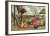 Glückwunsch Ostern, Junge Läutet Glocke, Küken, Eier-null-Framed Giclee Print