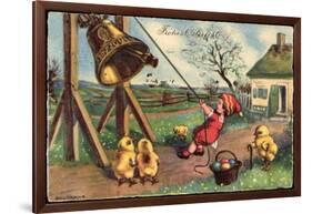 Glückwunsch Ostern, Junge Läutet Glocke, Küken, Eier-null-Framed Giclee Print