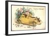 Glückwunsch Ostern, Küken in Einem Oldtimer, Blumen-null-Framed Giclee Print