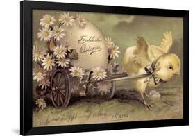 Glückwunsch Ostern, Küken Mit Osterei, Gänseblümchen-null-Framed Giclee Print