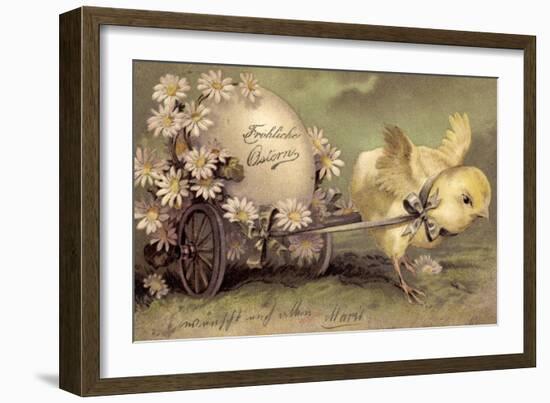 Glückwunsch Ostern, Küken Mit Osterei, Gänseblümchen-null-Framed Premium Giclee Print