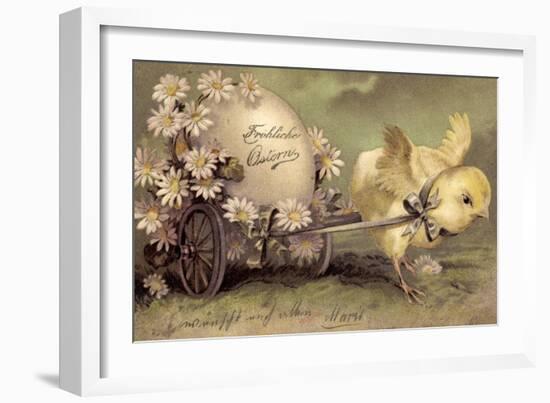 Glückwunsch Ostern, Küken Mit Osterei, Gänseblümchen-null-Framed Premium Giclee Print