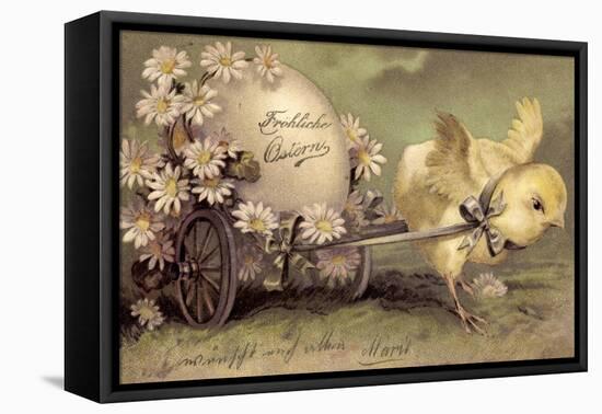 Glückwunsch Ostern, Küken Mit Osterei, Gänseblümchen-null-Framed Stretched Canvas