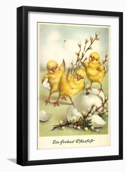 Glückwunsch Ostern, Küken Mit Weidenkätzchen-null-Framed Giclee Print