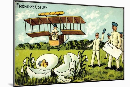 Glückwunsch Ostern, Küken Schlüpft, Flugzeug-null-Mounted Giclee Print