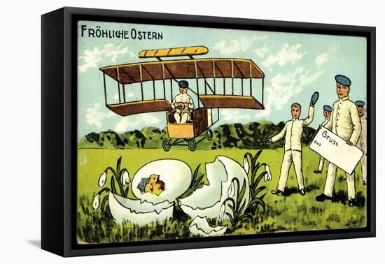 Glückwunsch Ostern, Küken Schlüpft, Flugzeug-null-Framed Stretched Canvas