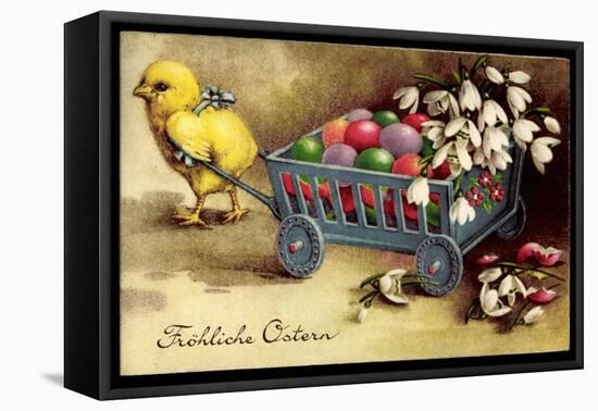 Glückwunsch Ostern, Küken Zieht Wagen Mit Ostereiern-null-Framed Stretched Canvas