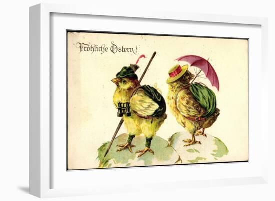 Glückwunsch Ostern, Kükenpärchen Auf Wanderschaft-null-Framed Giclee Print